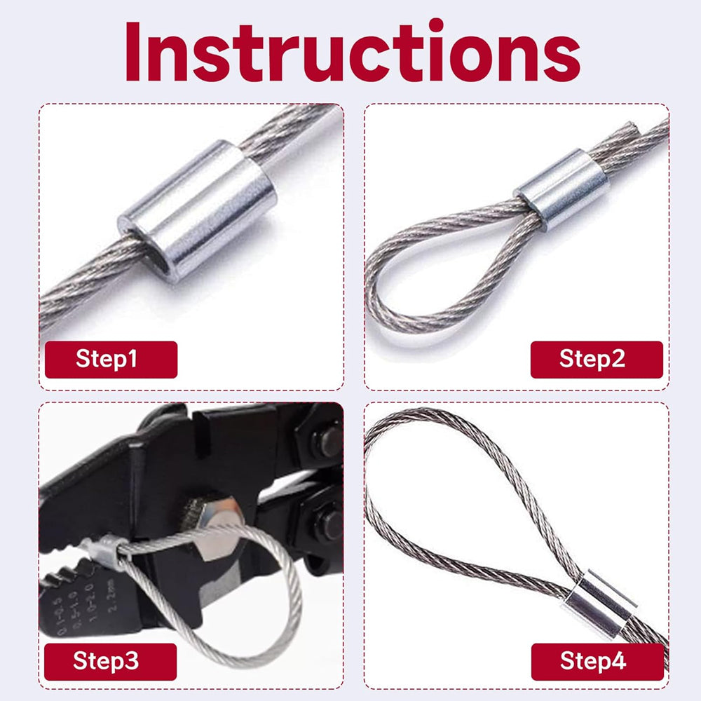 268 x Aluminum Crimping Loop Sleeve 6 Size Double Barrel Ferrule Cable Rope Wire