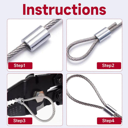 268 x Aluminum Crimping Loop Sleeve 6 Size Double Barrel Ferrule Cable Rope Wire