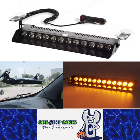 Amber Car Strobe Light Windshield Suction Mount Beacon Lamp Flash Warning Light
