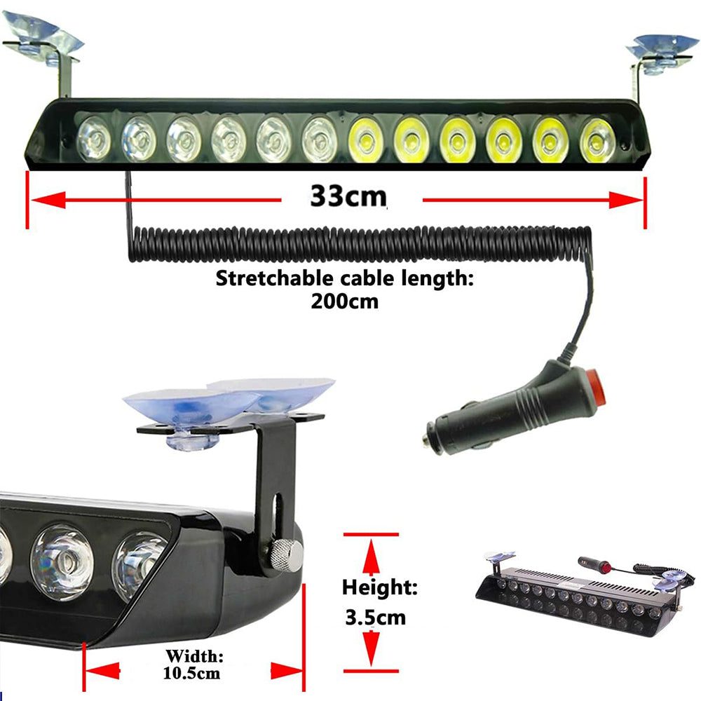 White Car Strobe Light Windshield Suction Mount Beacon Lamp Flash Warning Light