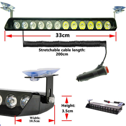 White Car Strobe Light Windshield Suction Mount Beacon Lamp Flash Warning Light