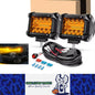 2x Amber LED Light Bar 30W 102x80mm Flood Spot Combo LED Work Light with Harness