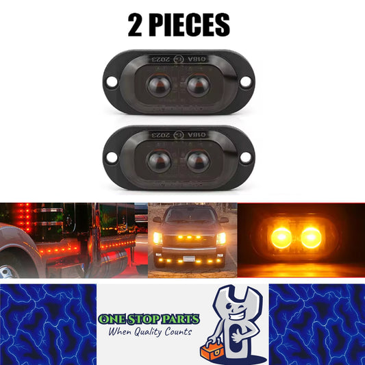 2 x Amber LED Side Marker Lamps 2LED 12V-24V Multivolt LED Side Marker Lamps