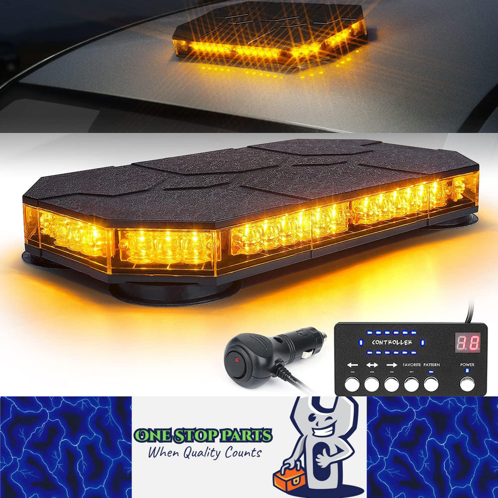 Amber LED Car Rooftop Strobe Beacon Light Bar with Controller Magnetic ...