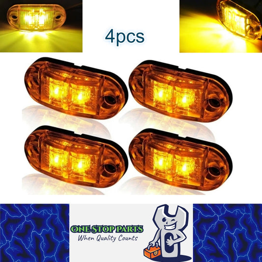 4 x Amber Side Marker Lamps ADR Compliant E Mark 12v/24v Multivolt (4pcs)
