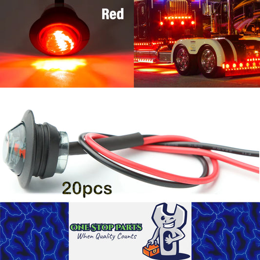 20 x Red Round LED Rear Marker Lamps 1.91CM 3LED 12V LED Rear Marker Lights