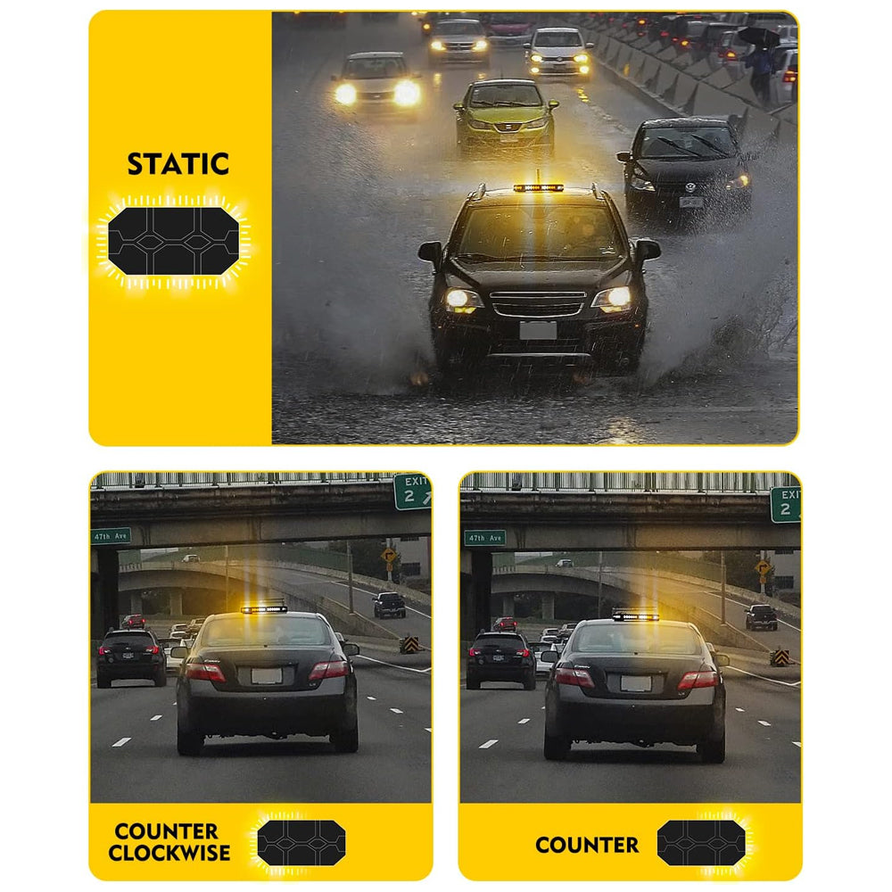 Amber Magnetic Rooftop Strobe Beacon Light With Controller Warning Flashing Lamp