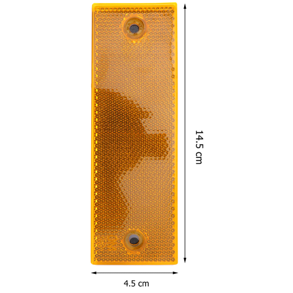 8 x Amber / Yellow Reflectors Ahesive Rectangle Reflectors 145 x 45mm 8pcs