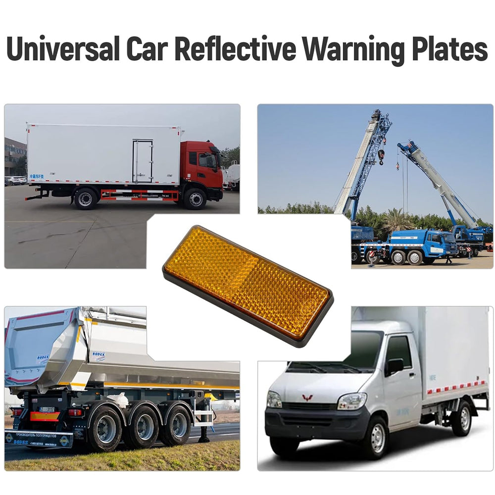 3 x Amber/Yellow Reflectors Adhesive Backing Stick on Reflectors 88x35mm 3pcs