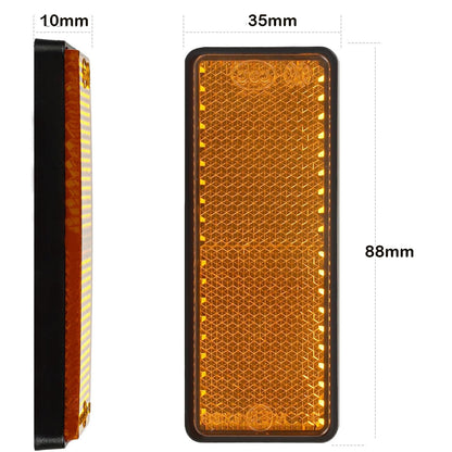 3 x Amber/Yellow Reflectors Adhesive Backing Stick on Reflectors 88x35mm 3pcs