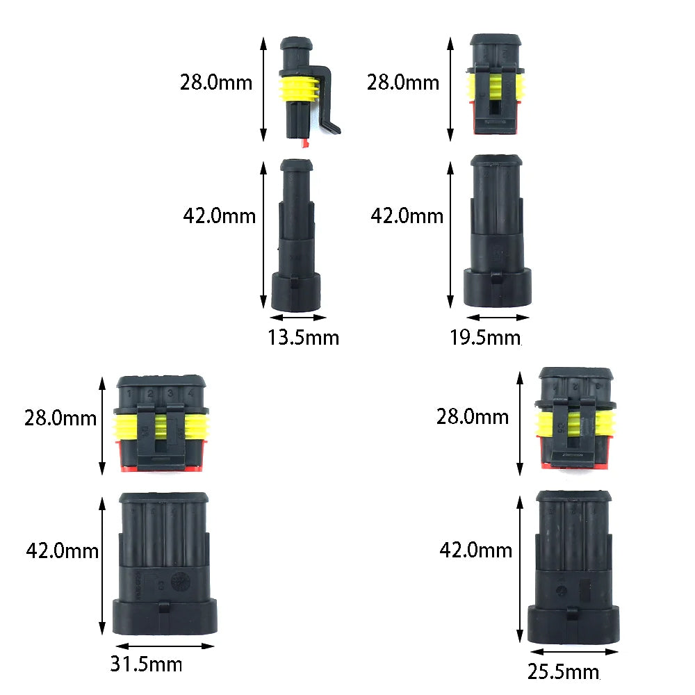 254x 1/2/3/4 Pin AMP Waterproof Connector Car Wire Plug with Wire Crimping Plier