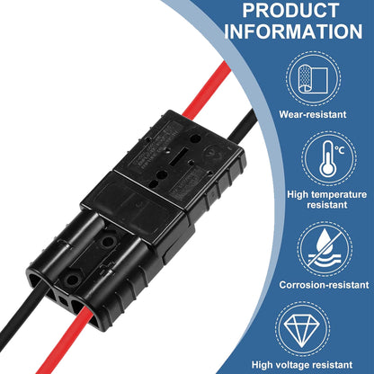 2 x 120A Black Anderson Socket Plug 2 Pin 120Amp Connector RV Truck Winch Marine