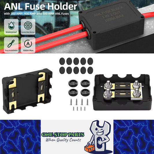 ANL Fuse Holder Kit 2pcs Bolt On 300Amp Fuse 1pc 400A/500A 1 in 2 Out Fuse Block