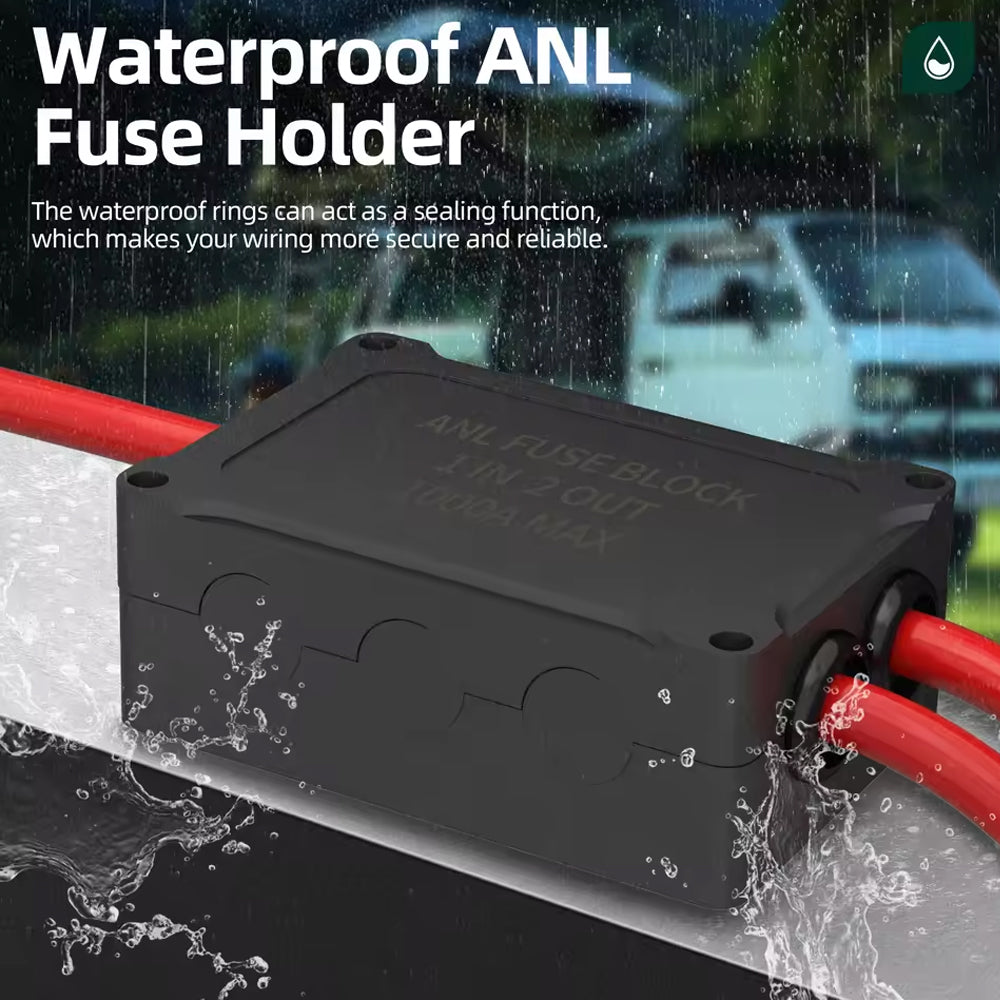 ANL Fuse Holder Kit 2pcs Bolt On 300Amp Fuse 1pc 400A/500A 1 in 2 Out Fuse Block
