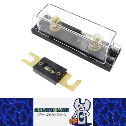 ANL Inline Fuse Holder with Bolt On 500 Amp Fuse Supplied 500A Black Base Clear