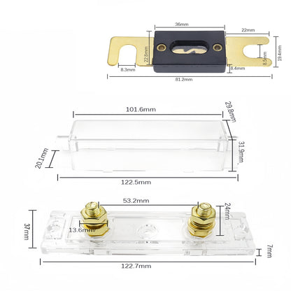 ANL Inline Fuse Holder with Bolt On 30-500 Amp Fuse Supplied Clear Base Cover