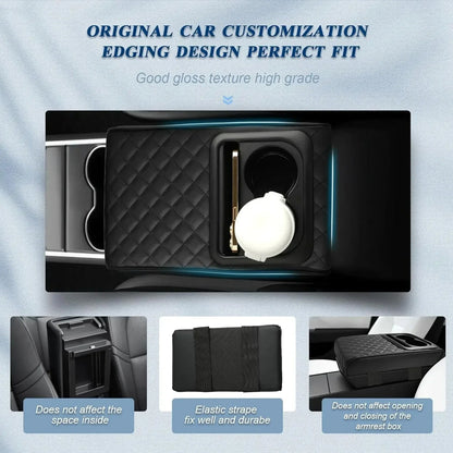 Car Armrest Box Cushion Car Center Console PU Armrest Cushion With 2 Cup Holder