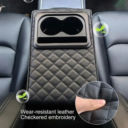 Car Armrest Box Cushion Car Center Console PU Armrest Cushion With 2 Cup Holder