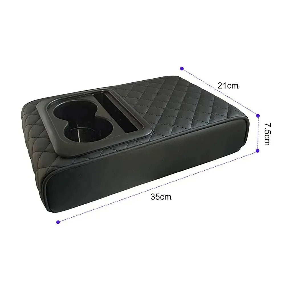Car Armrest Box Cushion Car Center Console PU Armrest Cushion With 2 Cup Holder