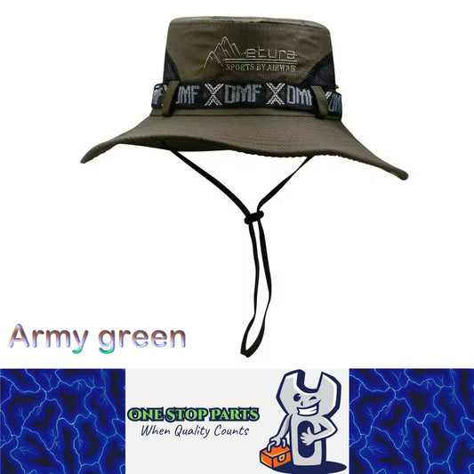 Army Green Men Bucket Hat UV Protection Wide Brim Panama Hiking Fisherman Hat