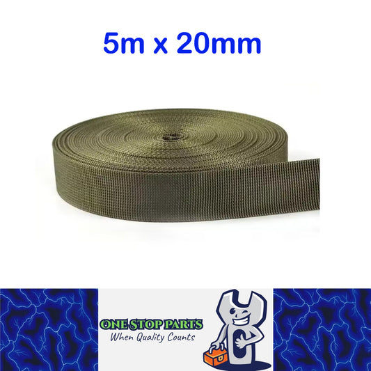5m x 20mm ArmyGreen Nylon Webbing Strap Safety Belt Knapsack Bag Leash Crafting