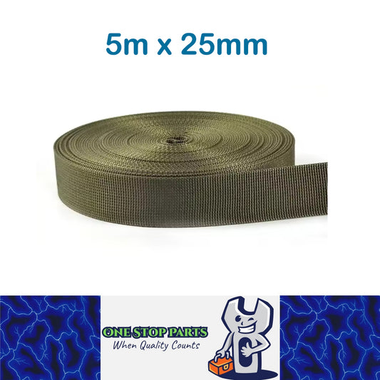 5m x 25mm ArmyGreen Nylon Webbing Strap Safety Belt Knapsack Bag Leash DIY