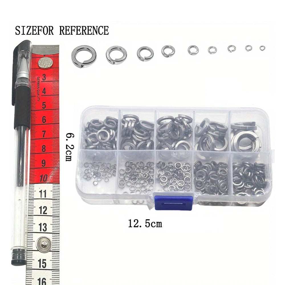 310 x 304 Stainless Steel Spring Split Lock Washers Elastic Gaskets M2 to M12