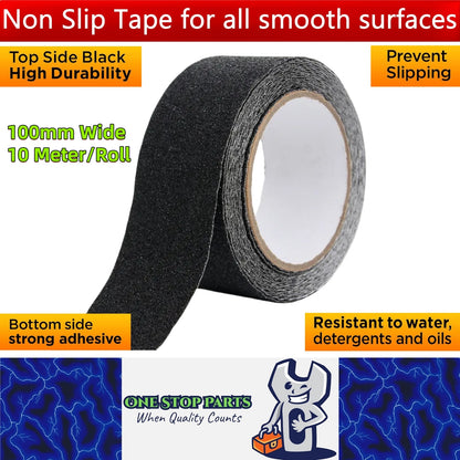 Non Slip Tape 100mm Wide x 10 Meter Roll Black Safety Anti Slip Non Skid Tape