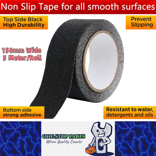Non Slip Tape 150mm Wide x 5 Meter Roll Black Safety Anti Slip Non Skid Tape