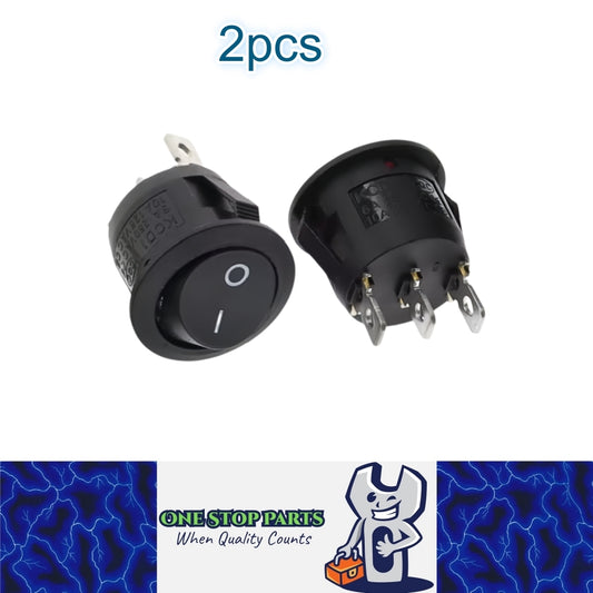 2 x Round Rocker Switch Car Boat Dashboard 3 Pin ON/OFF Power Switch Black