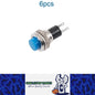 6 x Blue Push Button Switches Panel Mount 10mm Momentary OFF/ON SPST Switches