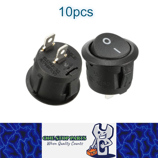 10 x Round Rocker Switch Car Boat Dashboard 2 Pin ON/OFF Power Switch Black
