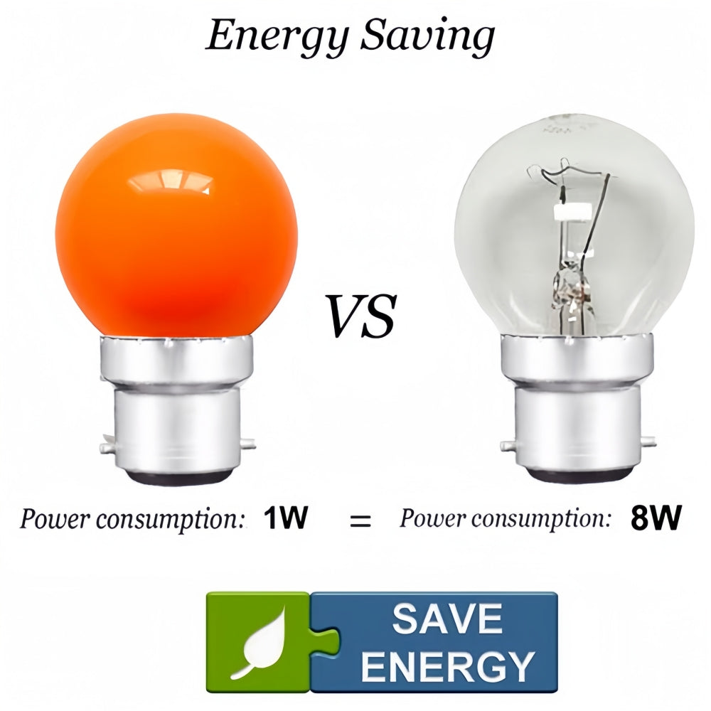 Orange 12V B22 1W LED Bubble Globe Frosted Orange Lens LED Bulb ideal for sign