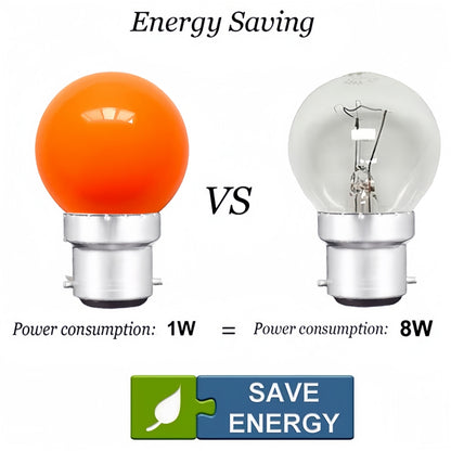 Orange 12V B22 1W LED Bubble Globe Frosted Orange Lens LED Bulb ideal for sign