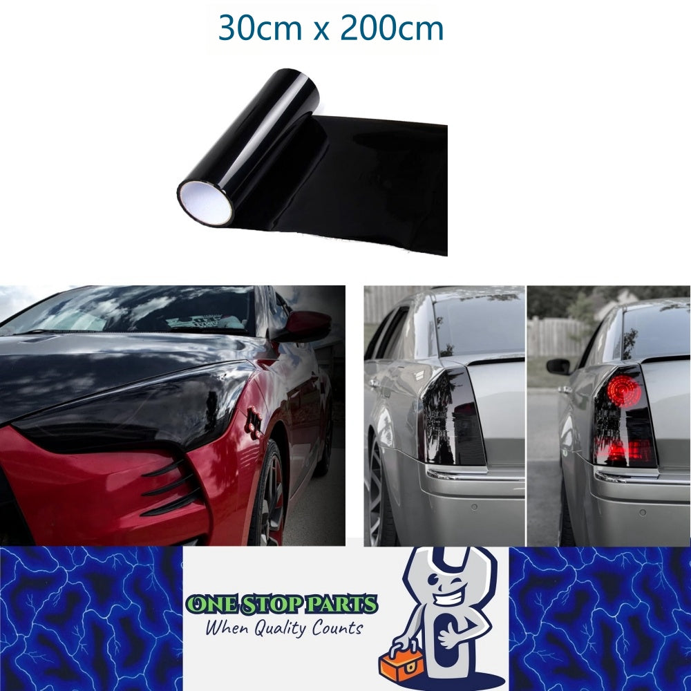 Black PVC Tint Film Wrap for Headlights and Tail Lamps 30cm x 200cm Black Film
