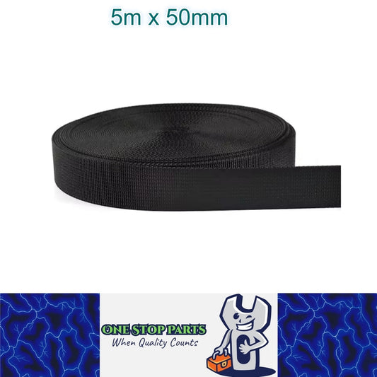 5m x 50mm Black Nylon Webbing Strap Safety Belt Knapsack Bag Leash DIY Crafting