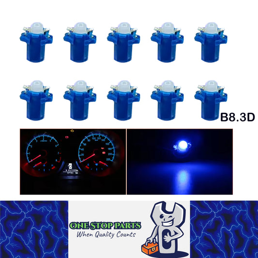 10 x Blue T5 Cap B8.3D COB LED Instrument Light Twist and Lock LED Dash Light