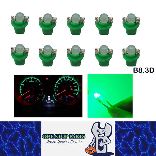 10 x Green T5 Cap B8.3D COB LED Instrument Light Twist and Lock LED Dash Light