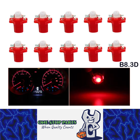 10 x Red T5 Cap B8.3D COB LED Instrument Light Twist and Lock LED Dash Light