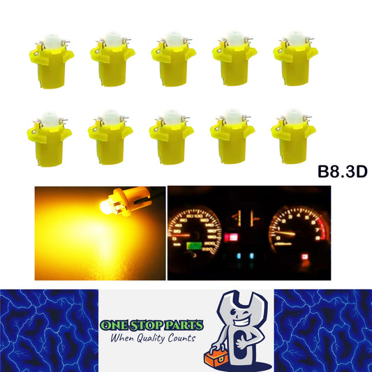 10 x Yellow T5 Cap B8.3D COB LED Instrument Light Twist and Lock LED Dash Light