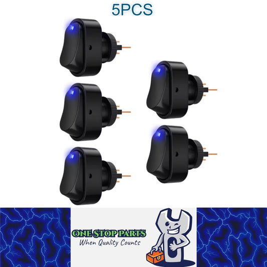 5 x Blue LED Oval Rocker Switch 12V 30A 3 PIN ON/OFF Switch for Car Marine Boat