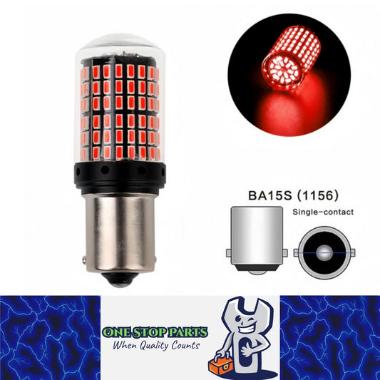 2 x BA15S 1156 12V 2100LM Red LED 144SMD CANBUS 360 degree super Bright (2pcs)