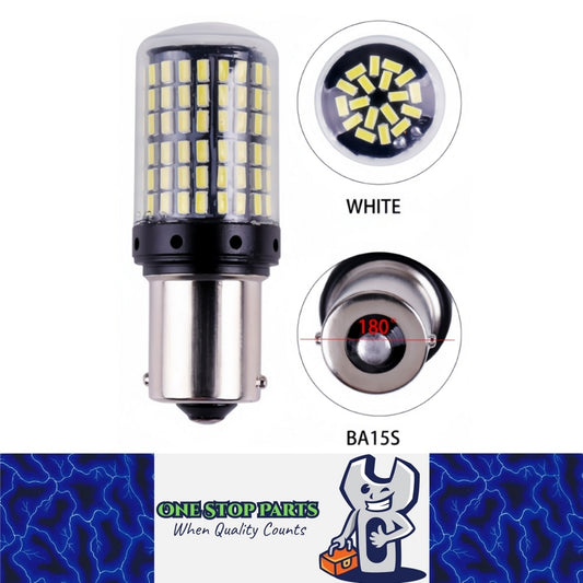 2 x BA15S 1156 12V 2100LM Cool White LED 144SMD 360 degree super Bright (2pcs)