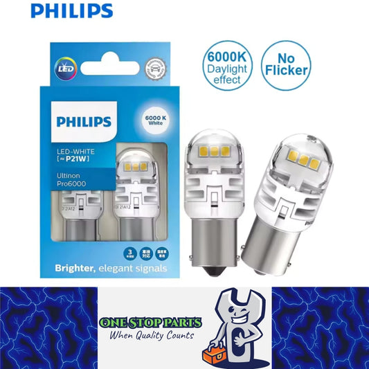 2 x Philips 1156 BA15S Cool White LED Globes 12V P21W LED Signal Reverse Light