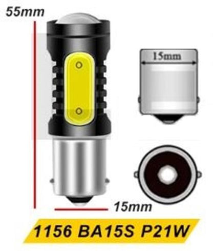 2 x BA15S 12v Yellow LED 5smd COB 360 degress super Bright 1156 (2pcs)