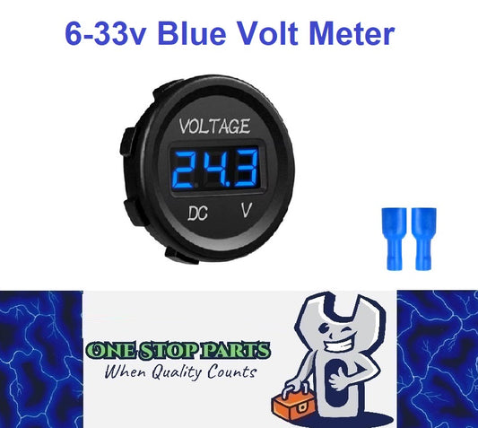 1PC 6-33V BLUE DISPLAY VOLTAGE METER 35MM DIAMETER SINGLE VOLT GAUGE LED DISPLAY