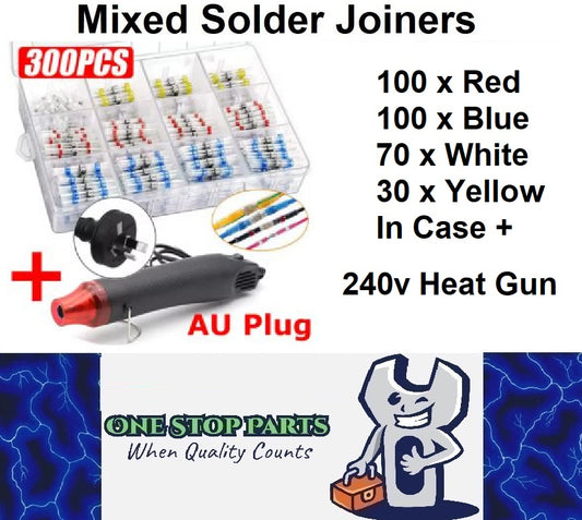 300pcs Mixed Heat Shrink Solder Sleeve Wire Connectors with Heat Gun