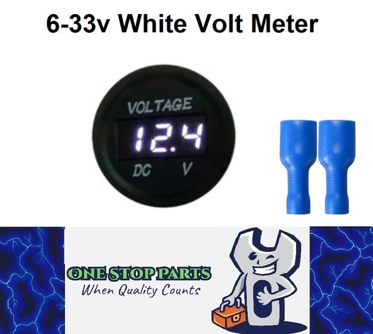 1PC 6-33V WHITE DISPLAY VOLT METER 35MM DIAMETER SINGLE VOLT GAUGE LED DISPLAY