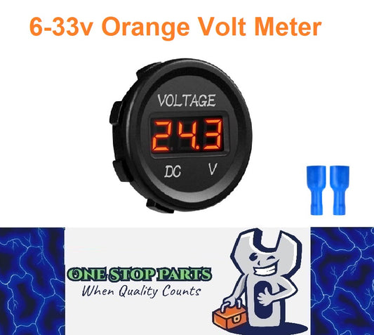 1PC 6-33V ORANGE DISPLAY VOLT METER 35MM DIAMETER SINGLE VOLT GAUGE LED DISPLAY