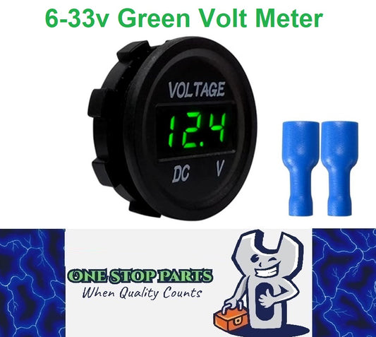 1PC 6-33V GREEN DISPLAY VOLT METER 35MM DIAMETER SINGLE VOLT GAUGE LED DISPLAY